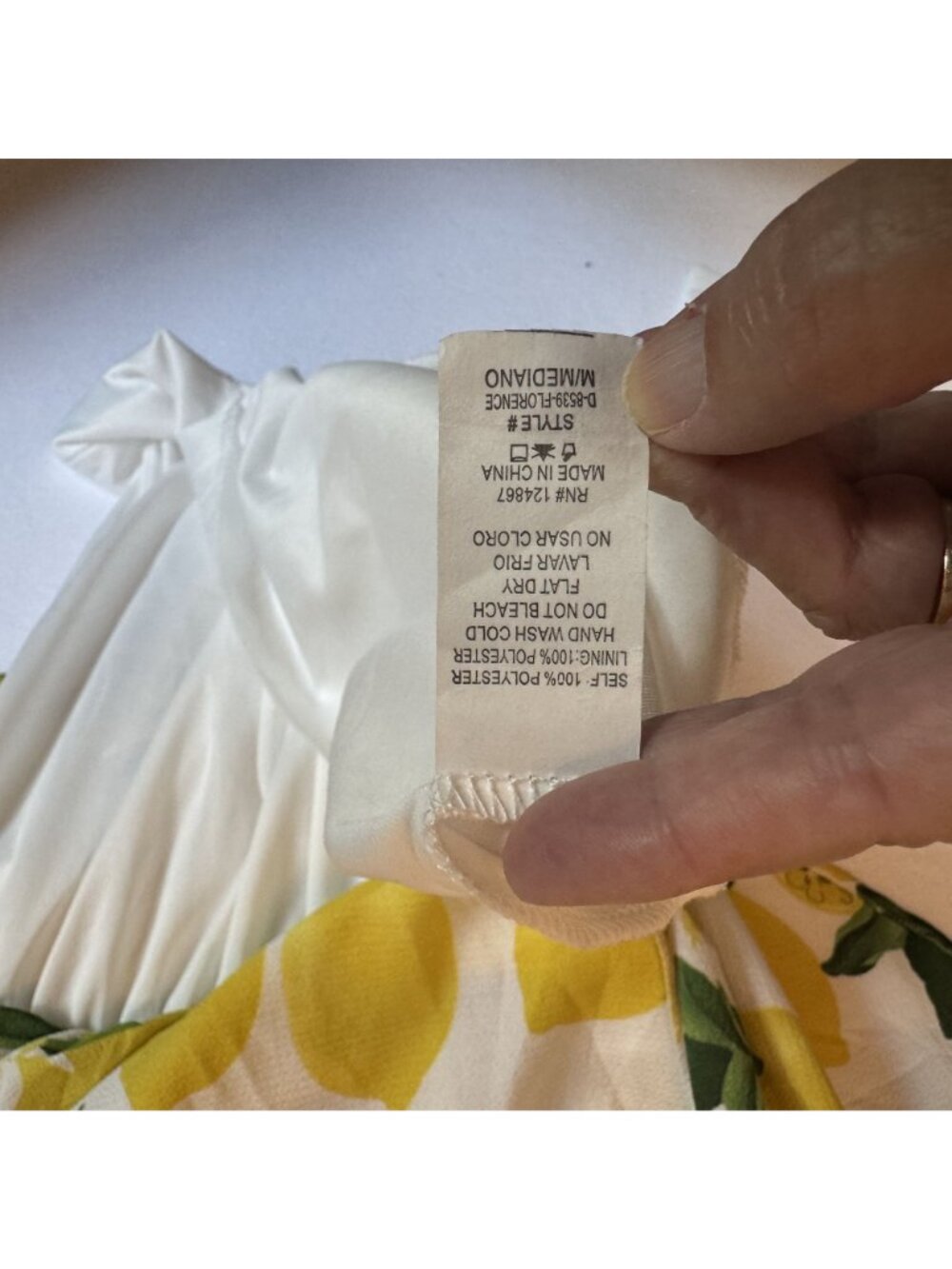 Dream Of Me Lemon Print High/Low Faux Wrap Dress Cap Sleeves Elastic Waist M - Picture 10 of 12